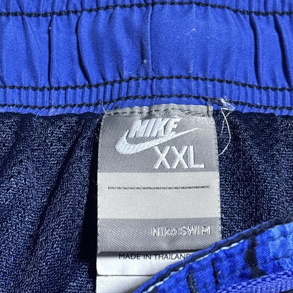 Vintage Nike Swim Trunks Board Shorts Mens 2XL Blue Tropical Abstract Swoosh